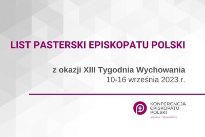 List Pasterski Episkopatu Polski z okazji XIII Tygodnia Wychowania